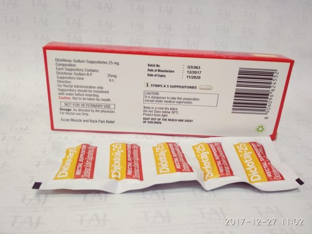 Diclofenac Sodium Suppositories BP 25mg