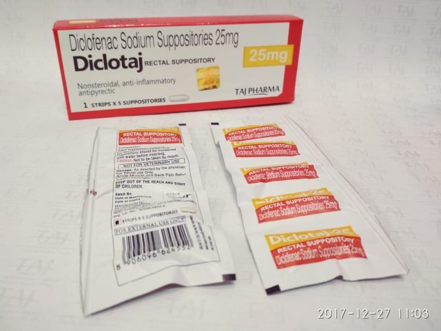 Diclofenac Sodium Suppositories BP 25mg
