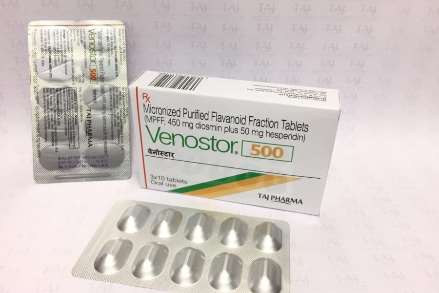 Micronized purified Flavonoid Fracrtion Tablets (MPFF, 450 mg Diosmin plus 50 mg Hesperidine) Venostor-500 mg