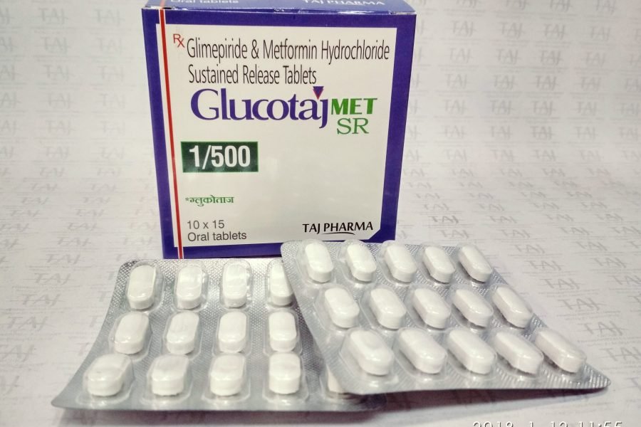 Glimepiride & Metformin Hydrochloride Sustained Release Tablets 1mg/500mg (GLUCOTAJ-MET-SR) Taj Pharma