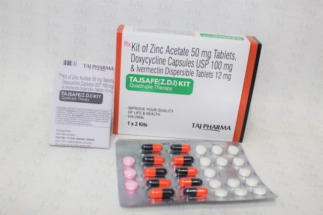 Kit of Zinc Acetate 50mg Tablets, Doxycycline Capsules USP 100mg & Ivermectin Dispersible Tablets 12mg