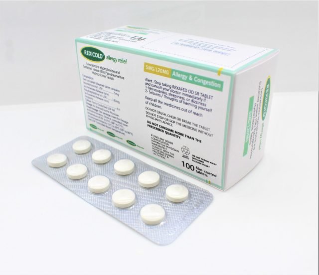 Levocetirizine Hydrochloride 5mg & Pseudoephedrine Hydrochloride 120mg SR Tablets