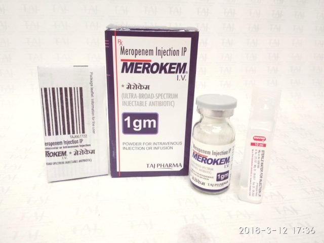 Meropenem Injection IP 500mg (MEROKEM) Taj Pharma