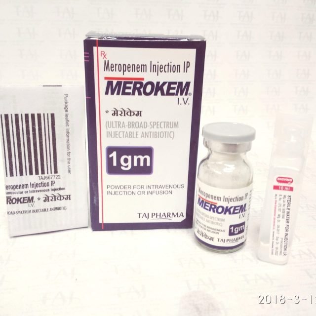 Meropenem Injection IP 500mg (MEROKEM) Taj Pharma