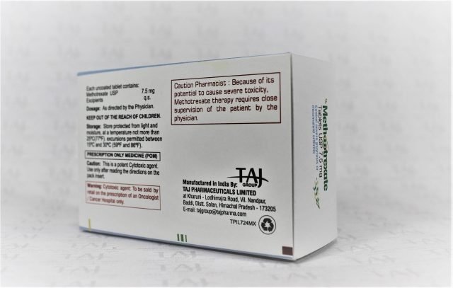 Methotrexate tablets USP 7.5mg uses anticancer, side effects , Contraindications Taj Pharmaceuticals Mumbai India