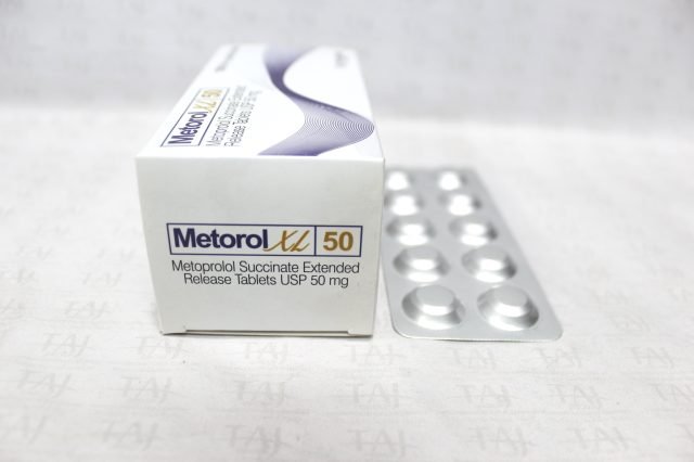 Metoprolol Succinate Film Coated Tablets USP 50mg Taj Pharma