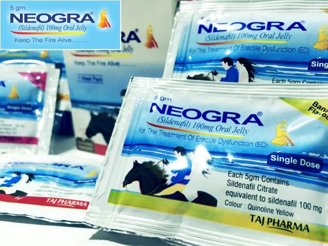 Neogra Oral Jelly (Sildenafil Citrate) 7 flavor sachets treating Erectile Dysfunction 
