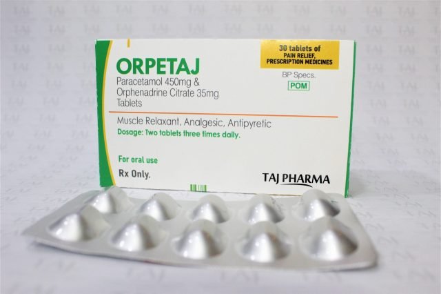 Paracetamol & Orphenadrine Citrate Tablets 450mg+35mg