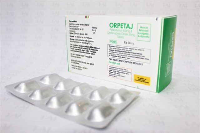Paracetamol & Orphenadrine Citrate Tablets 450mg+35mg