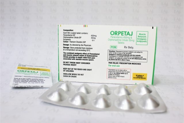 Paracetamol & Orphenadrine Citrate Tablets 450mg+35mg