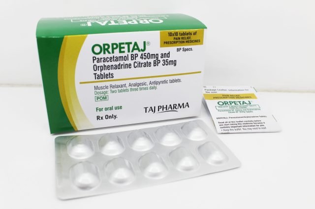 Paracetamol 450mg and Orphenadrine Citrate 35mg Tablets