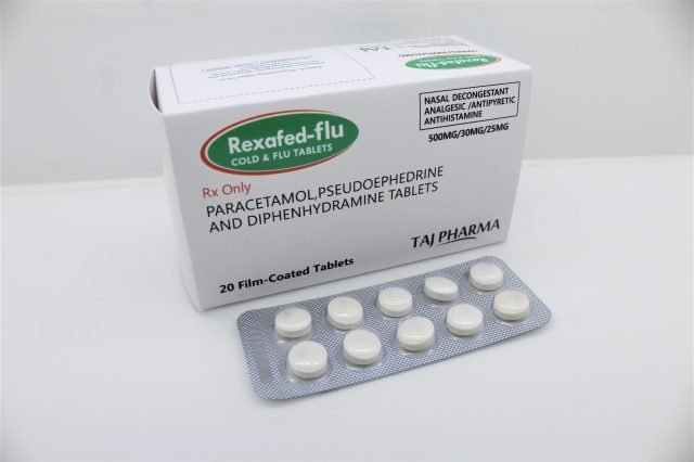 Paracetamol, Pseudoephedrine & Diphenhydramine Tablets (500mg+30mg+25mg)