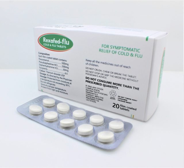 Paracetamol, Pseudoephedrine & Diphenhydramine (500mg+30mg+25mg)