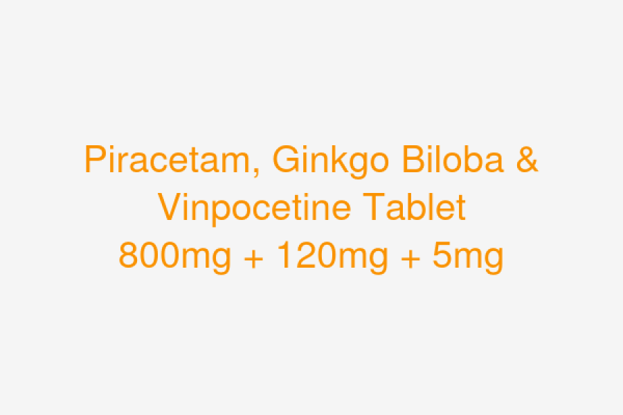 Piracetam, Ginkgo Biloba & Vinpocetine Tablet 800mg + 120mg + 5mg