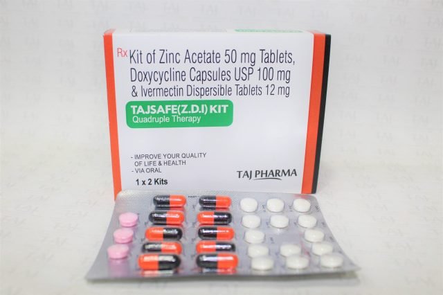 Kit of Zinc Acetate 50mg Tablets, Doxycycline Capsules USP 100mg & Ivermectin Dispersible Tablets 12mg