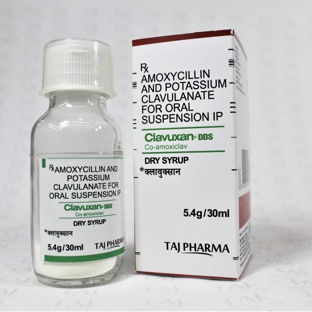 Amoxicillin/Potassium Clavulanate Oral Suspension 400mg/57mg/5ml Taj Pharma