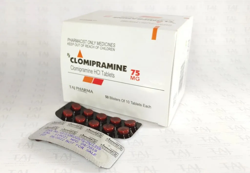 Clomipramine hydrochloride 75mg Tablets - Taj Clomipramine is a tricyclic antidepressant