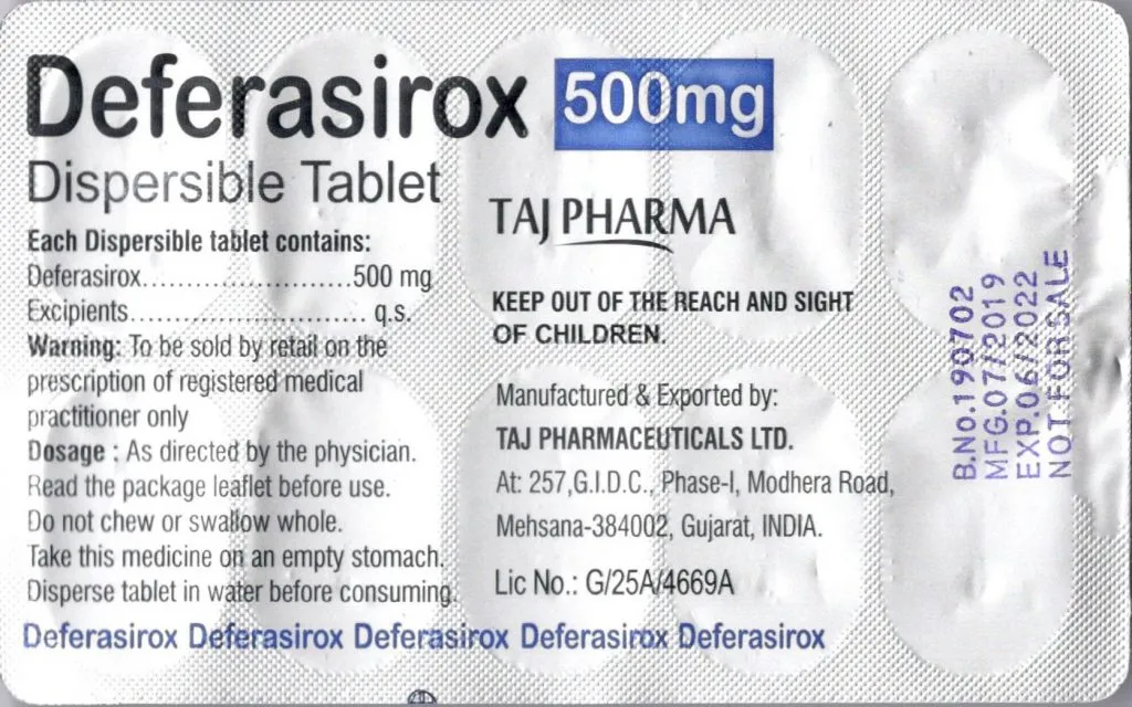 Deferasirox 500 Mg Dispersible Tablet Iron Chelating Agents