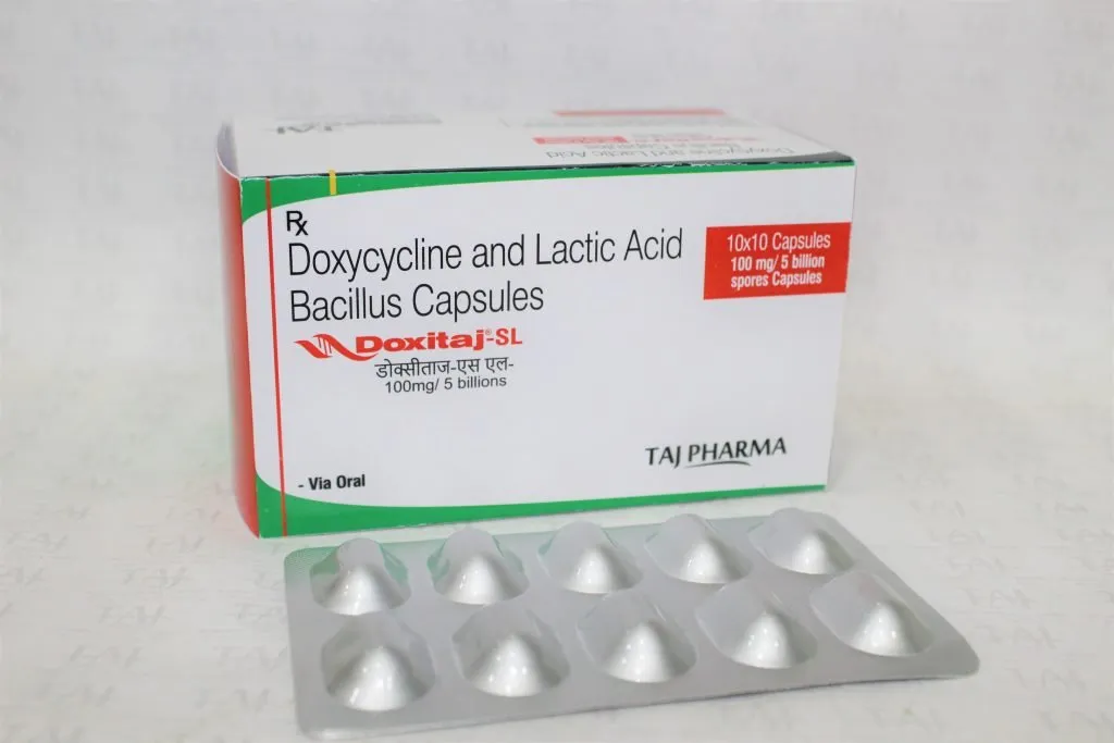 Doxycycline & lactic acid bacillus capsules 100mg-5 billion Manufacturers & Suppliers, Dealers, Get Doxycycline & lactic acid bacillus capsules 100mg-5 billion bp at best price with product specifications. Listed Doxycycline & lactic acid bacillus capsules 100mg-5 billion manufacturers, suppliers, dealers & exporters are offering best deals for Doxycycline & lactic acid bacillus capsules 100mg-5 billion