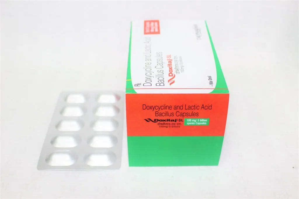 Doxycycline & lactic acid bacillus capsules 100mg-5 billion Manufacturer in India, Doxycycline & lactic acid bacillus capsules 100mg-5 billion suppliers, Doxycycline & lactic acid bacillus capsules 100mg-5 billion exporters wholesalers, producers, Doxycycline & lactic acid bacillus capsules 100mg-5 billion retailers and traders in India