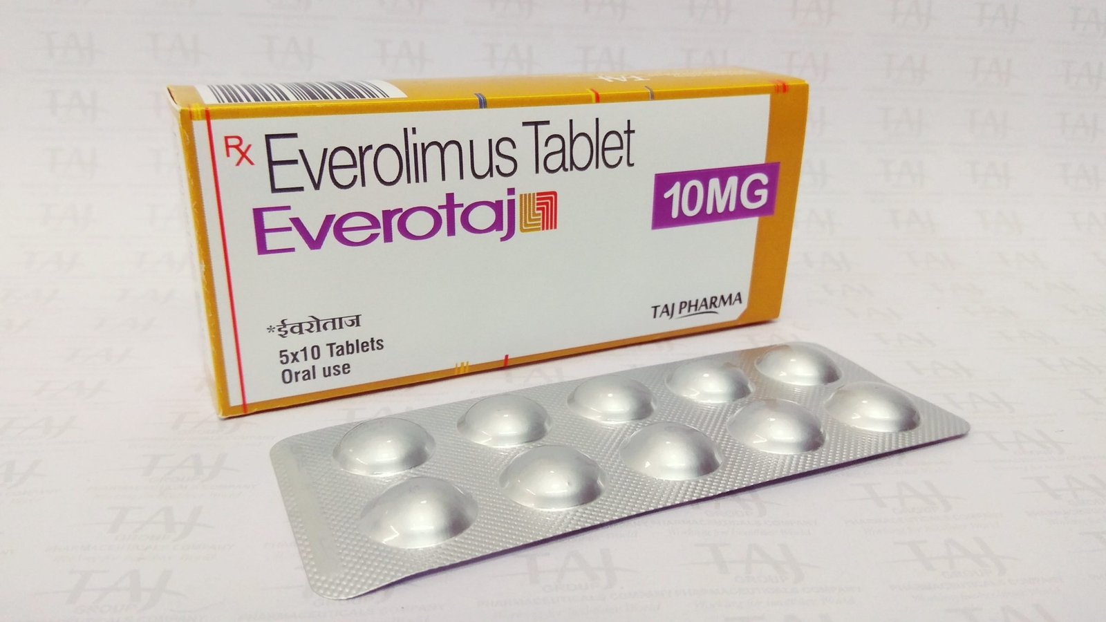 Taj Pharma is WHO-GMP Certified Pharmaceutical Wholesaler of Everolimus 10mg Tablets (Everotaj) Taj Pharma, Everolimus 10mg Tablets (Everotaj) Taj Pharma Supplier, Everolimus 10mg Tablets (Everotaj) Taj Pharma Exporters from India. Taj Pharma holds excellent record in manufacturing of Everolimus 10mg Tablets (Everotaj) Taj Pharma from India.