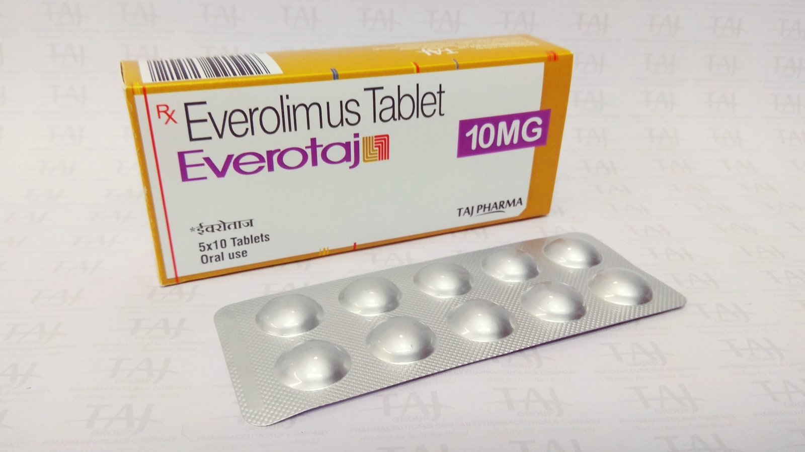 Everolimus 10mg Tablets (Everotaj) Taj Pharma manufacturers & Everolimus 10mg Tablets (Everotaj) Taj Pharma suppliers in India. Everolimus 10mg Tablets (Everotaj) Taj Pharma manufacturer in India gives the assurance of high-quality and purity. The company carries the rich experience in manufacturing of Everolimus 10mg Tablets (Everotaj) Taj Pharma. Taj Pharmaceuticals is reputed manufacturer and Everolimus 10mg Tablets (Everotaj) Taj Pharma suppliers from India. Get contact for Everolimus 10mg Tablets (Everotaj) Taj Pharma manufacturing companies from India.