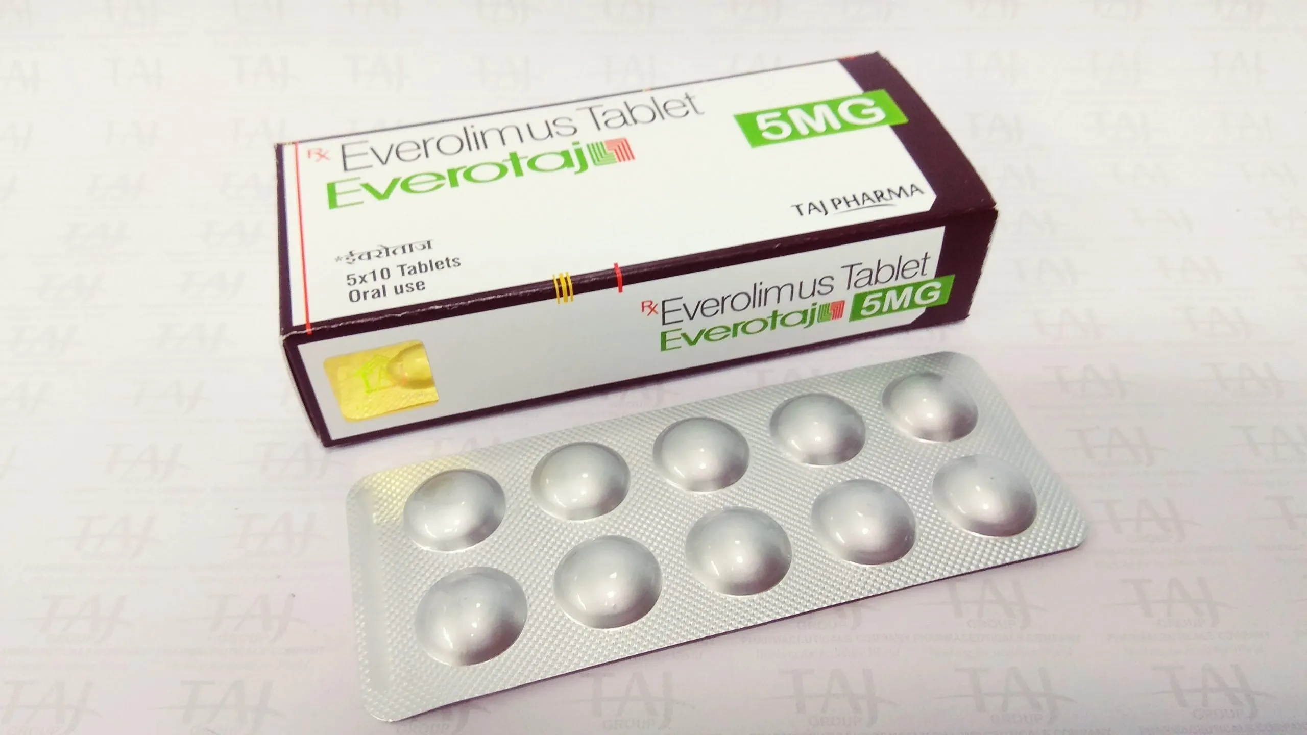 Taj Pharma is WHO-GMP Certified Pharmaceutical Wholesaler of Everolimus 5mg Tablets (Everotaj) Taj Pharma, Everolimus 5mg Tablets (Everotaj) Taj Pharma Supplier, Everolimus 5mg Tablets (Everotaj) Taj Pharma Exporters from India. Taj Pharma holds excellent record in manufacturing of Everolimus 5mg Tablets (Everotaj) Taj Pharma from India.