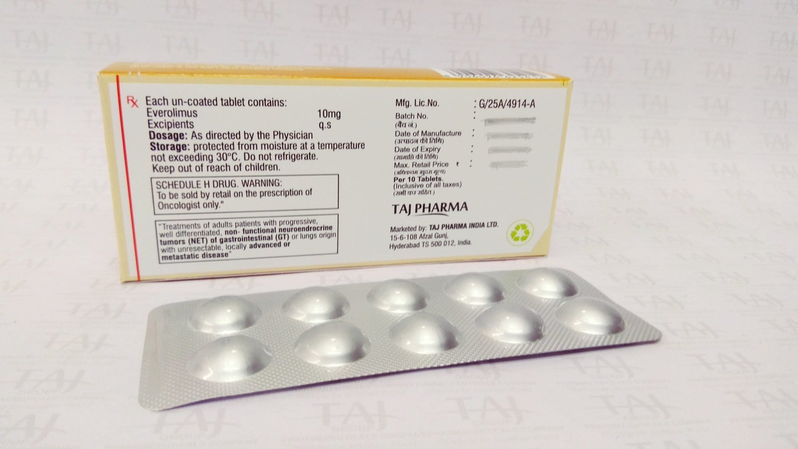 Taj Pharmaceuticals is popular for manufacturing a lot of pharmaceutical and medical products along with Everolimus 10mg Tablets (Everotaj) Taj Pharma.