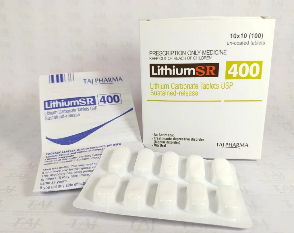 Lithosun SR Tablet View Uses, Side Effects, Price Taj Pharmaceuticals, one of the leading Lithium Carbonate Tablets USP Sustained-release 400mg (Lithium SR) manufacturers in India brings the best-quality products. Taj Pharmaceuticals company carries the rich experience in the niche manufacturing of Lithium Carbonate Tablets USP Sustained-release 400mg (Lithium SR).
