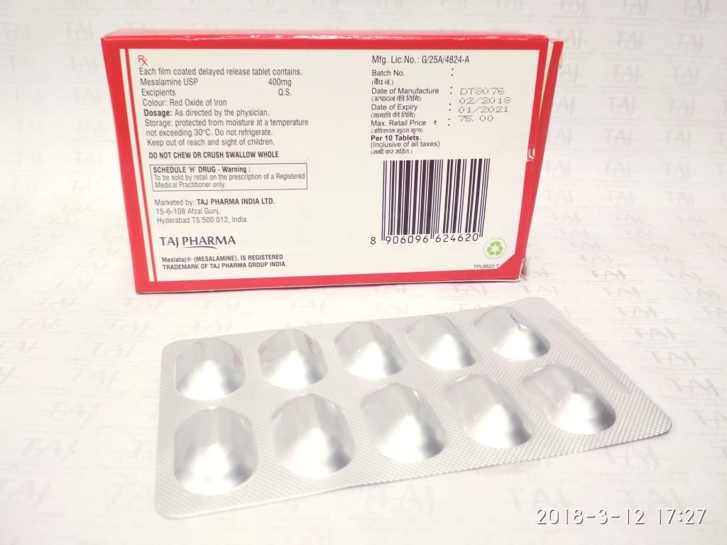 Mesalamine Delayed Release Tablets USP 400mg (Mesla Taj)