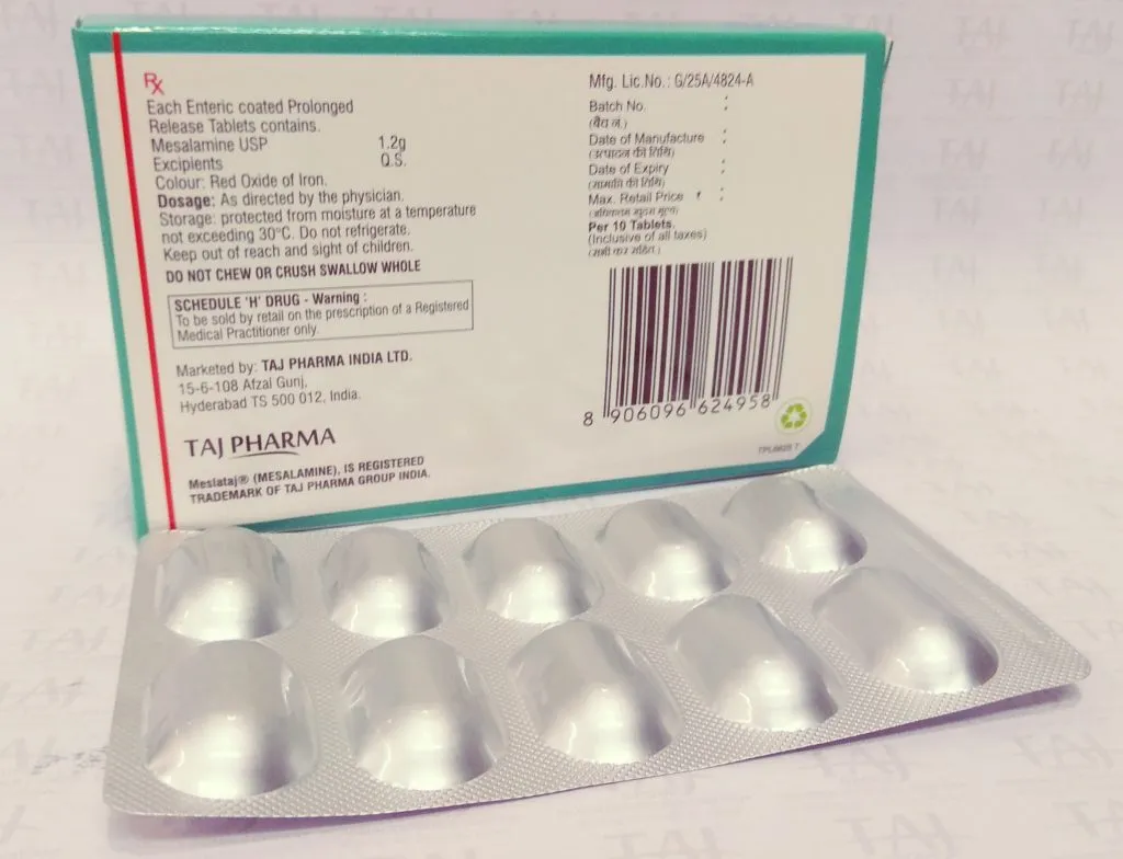 Mesalamine Delayed Prolonged Tablets 1.2gm (Mesla Taj)