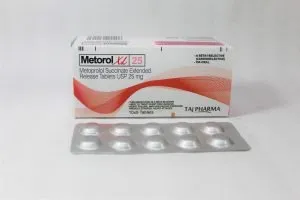 Taj Pharmaceuticals, the well-known Metoprolol Succinate Extended Release Tablets 25mg (Metorol XL) Manufacturer in India gives the assurance of high-quality and purity. The company carries the rich experience in the niche manufacturing of Metoprolol Succinate Extended Release Tablets 25mg (Metorol XL). Taj Pharmaceuticals is reputed manufacturer and Metoprolol Succinate Extended Release Tablets 25mg (Metorol XL) suppliers in India.