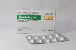 Taj Pharmaceuticals manufacturer of Ranolazine Extended Release Tablets 500mg (Rantotaj ER), Ranolazine Extended Release Tablets 500mg (Rantotaj ER) manufacturer in India