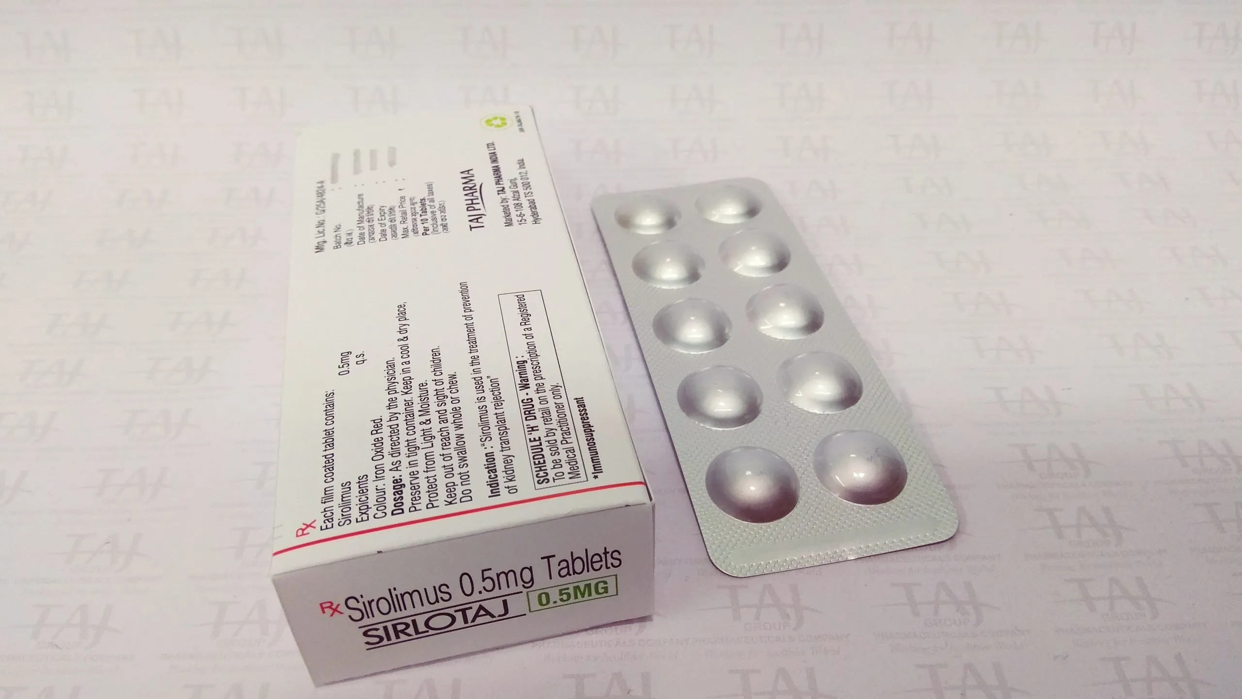 Taj Pharmaceuticals is reputed manufacturer and Sirolimus Tablets (Sirlotaj) Taj Pharma suppliers in India prefer Taj Pharmaceuticals due to the reliability and purity of products.